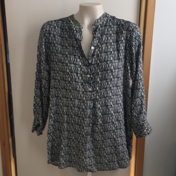 black and cream tunic top rock flower paper rayon tunic